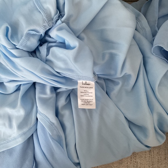 Lulus Charming Event Light Blue Asymmetrical Ruffled Chiffon Maxi Dress NWT XL - Picture 11 of 13